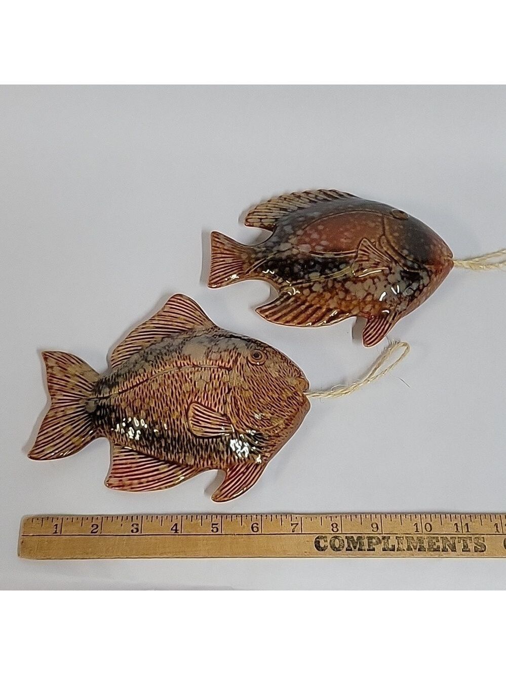 Set of (2) Glazed Finish Studio Pottery Fish - Picture 6 of 8